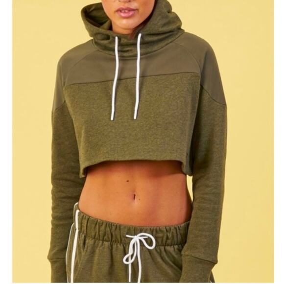 Gymshark Nikki Blackketter Cropped Olive Green Hoodie - Picture 1 of 7